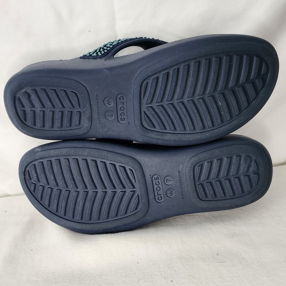 Crocs Monterey Diamante Sandals Dual Comfort-Navy and Teal-Size - Picture 5 of 6
